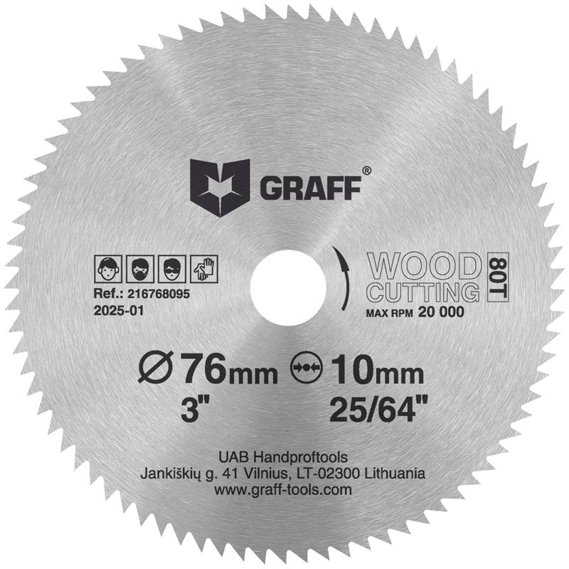 GRAFF 3 Inch Circular Saw Blade for Wood, Plywood, Laminate, Drywall, Plastic – 80T Wood Cutting Circular Saw Blade with 3/8 Inch Arbor from - Image 1